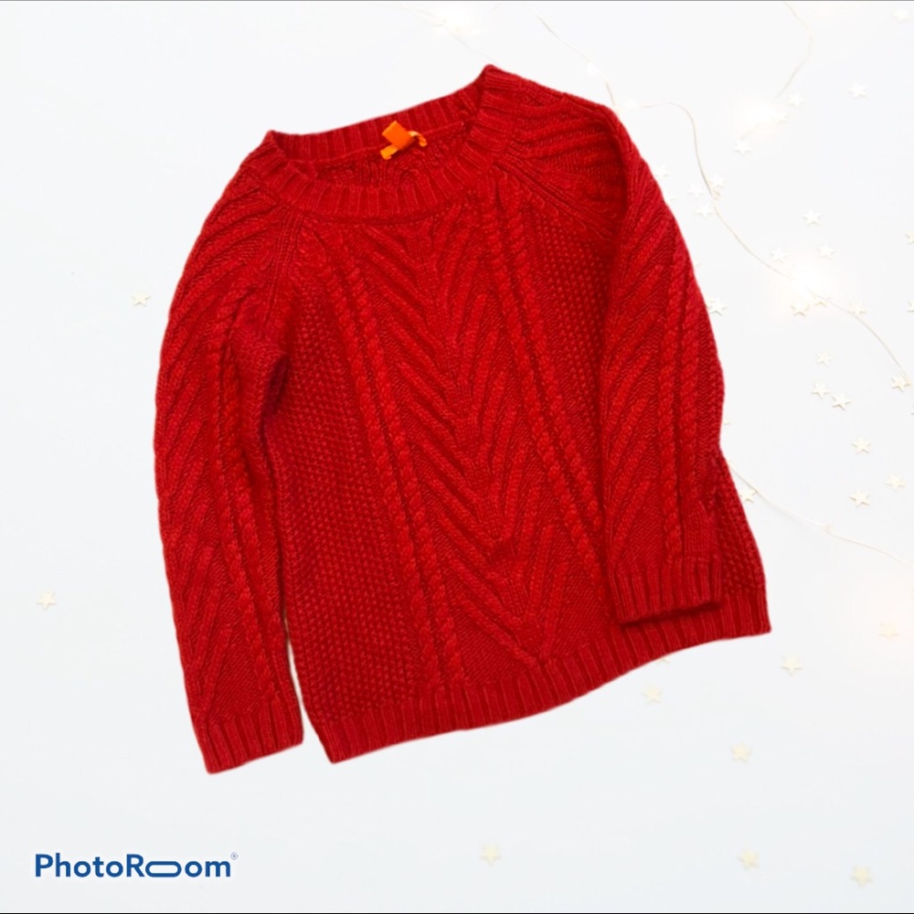 Joe Fresh red cable knit chunky sweater M